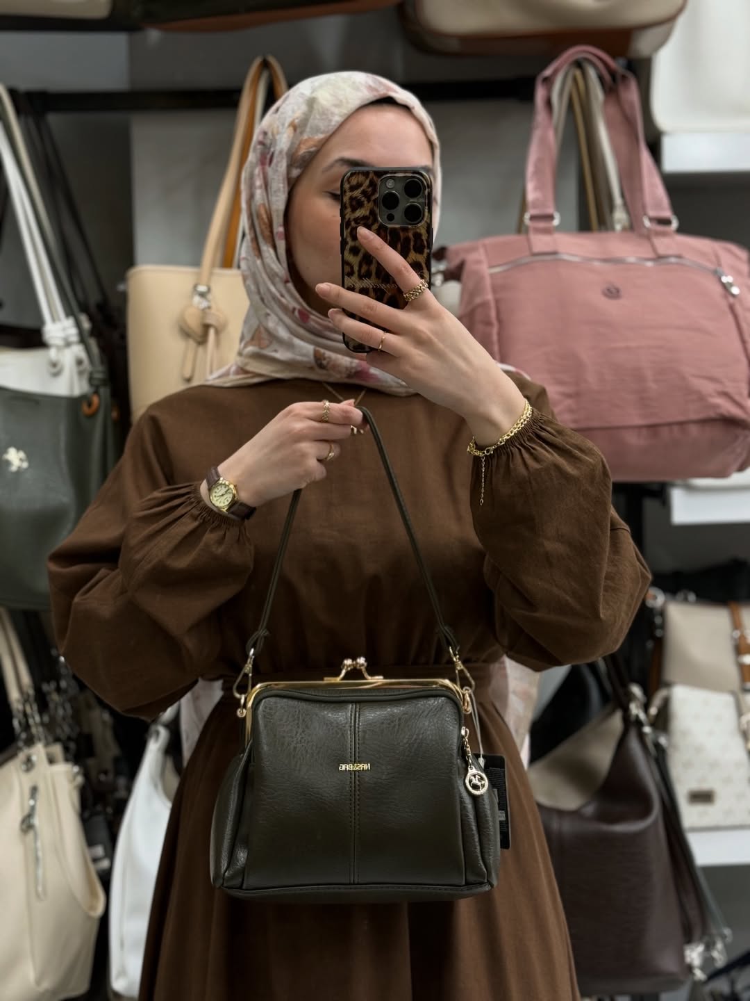 Nas Bag Burslu Klipsli Haki Vintage Omuz ve Çapraz Çanta - 1432