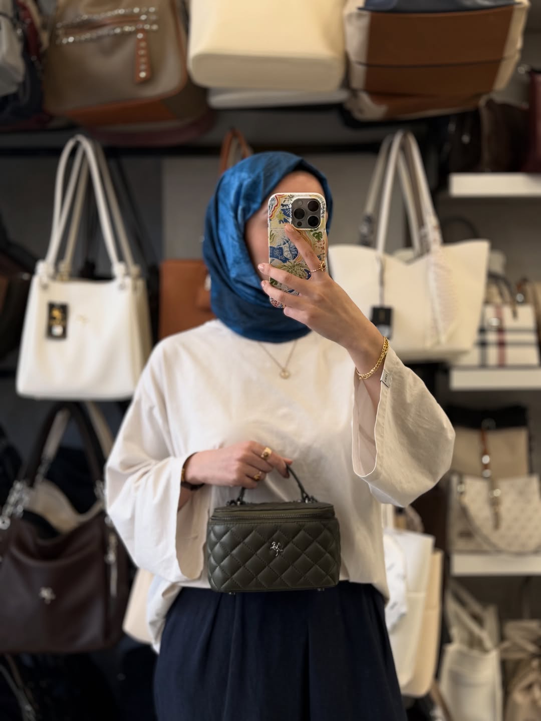 Nas Bag Gri Kapitone Desenli Mini Kutu Çanta - 1497