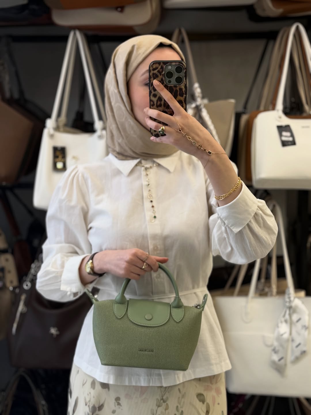 Nas Bag Yeşil Mini El ve Omuz Çantası + Cüzdan Seti - ns26009