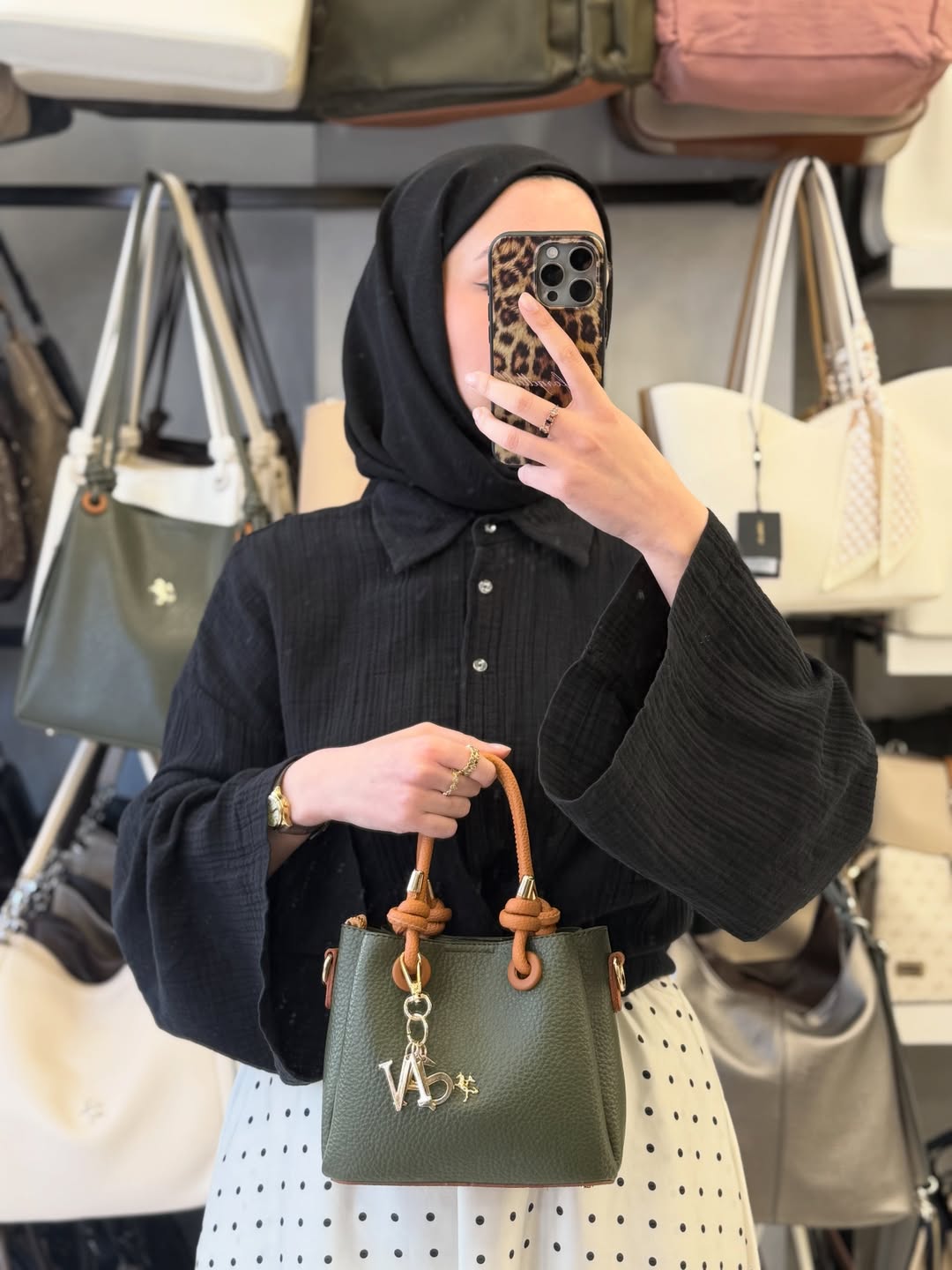 Nas Bag Kadın Charmlı Haki Taba Mini El ve Çapraz Çanta - 1498