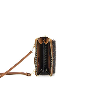 Silver & Polo Kahve Sarı  - Taba SP921 Kadın Askılı Cüzdanlı Telefon Çantası