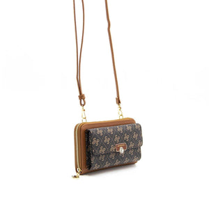 Silver & Polo Kahve Sarı  - Taba SP921 Kadın Askılı Cüzdanlı Telefon Çantası