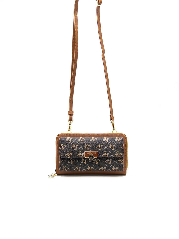 Silver & Polo Kahve Sarı  - Taba SP921 Kadın Askılı Cüzdanlı Telefon Çantası