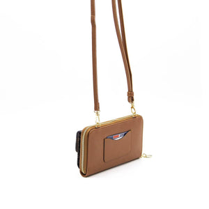 Silver & Polo Kahve Sarı  - Taba SP921 Kadın Askılı Cüzdanlı Telefon Çantası