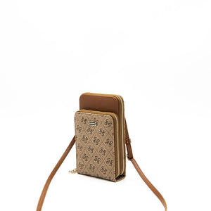Silver & Polo Koyu Bej  - Taba SP1011 Kadın Askılı Cüzdanlı Telefon Çantası