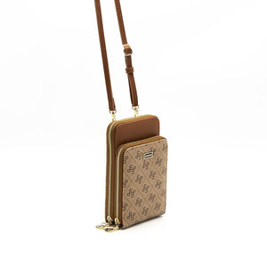 Silver & Polo Koyu Bej  - Taba SP1011 Kadın Askılı Cüzdanlı Telefon Çantası