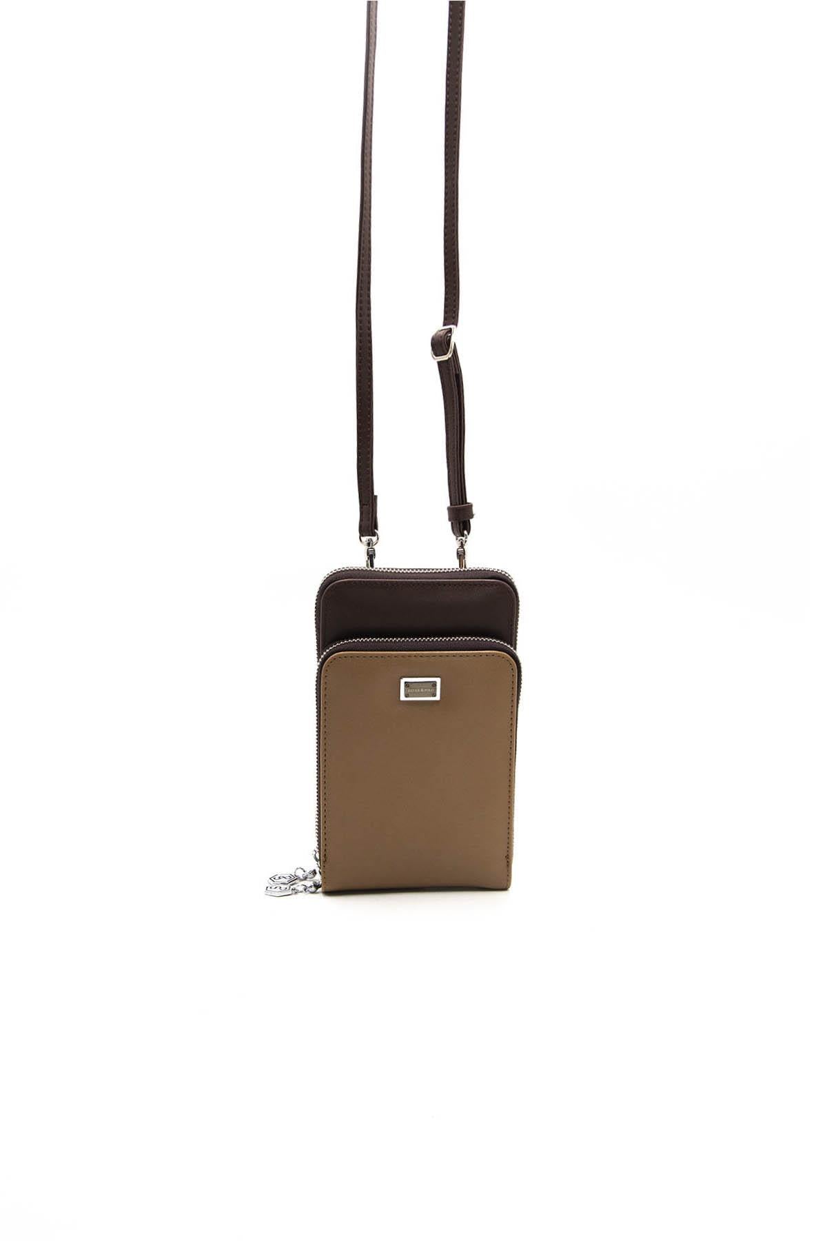 Silver & Polo Vizon - Kahve SP1011 Kadın Askılı Cüzdanlı Telefon Çantası