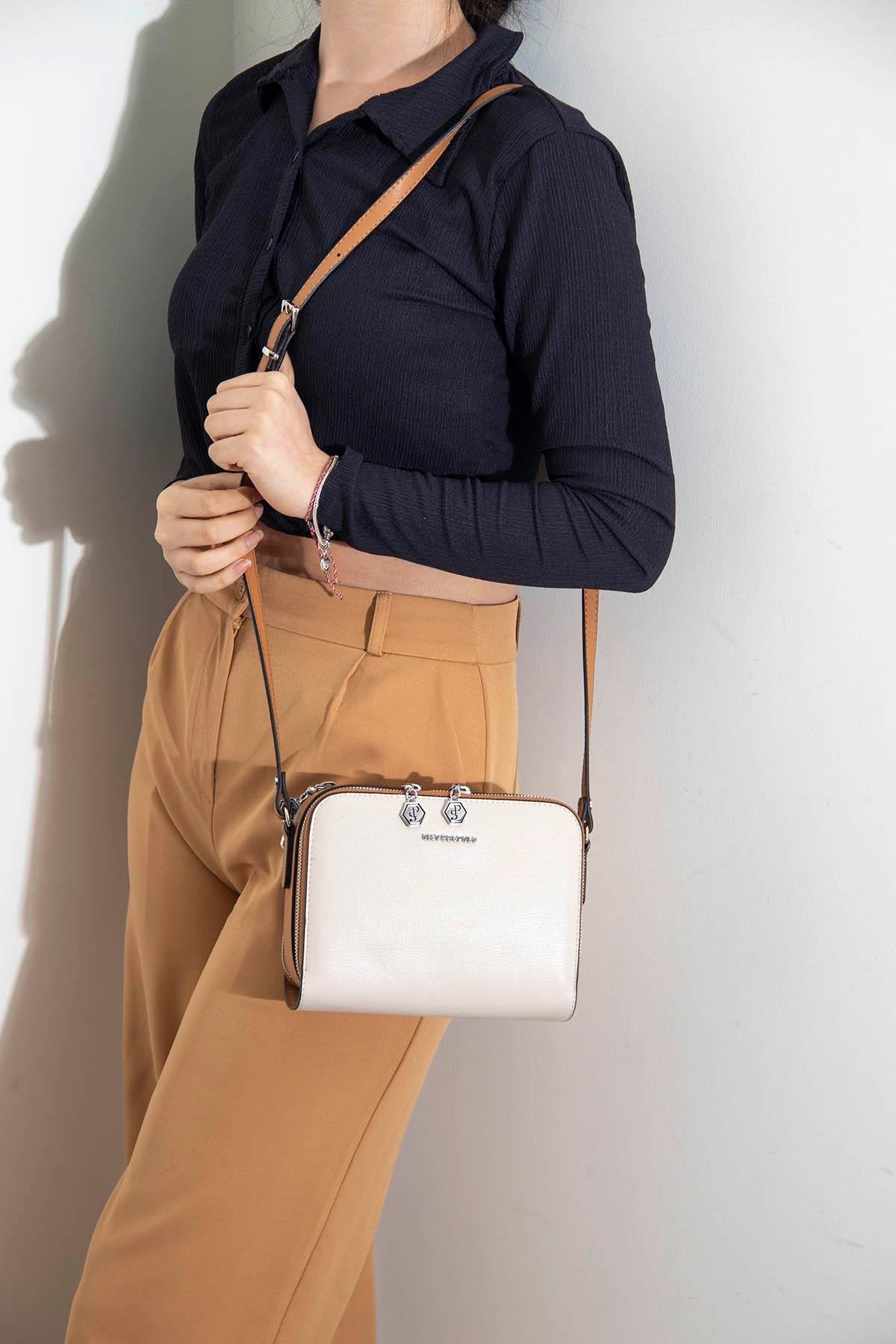 Silver & Polo Bej - A.Taba SP888 Kadın Çapraz Çanta