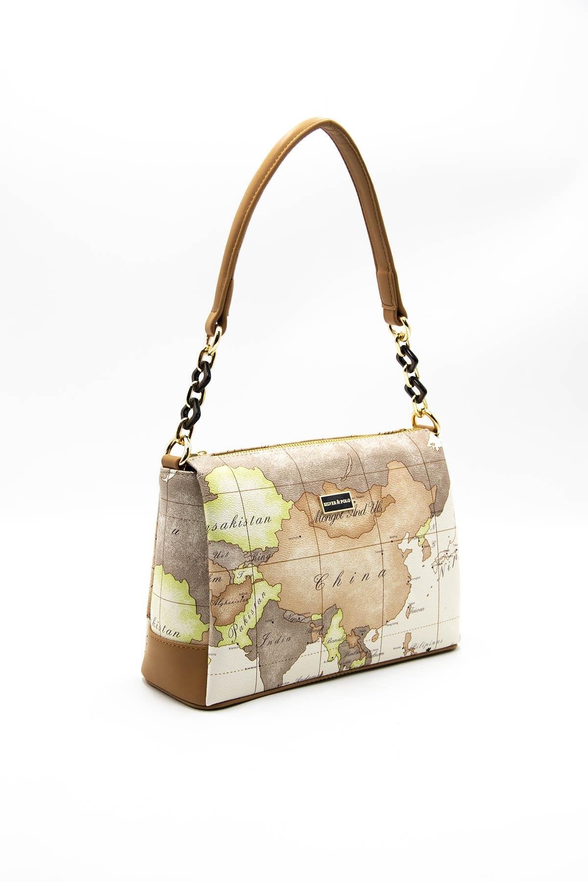 Silver & Polo Bej - A.Taba SP910 Kadın Çapraz Çanta