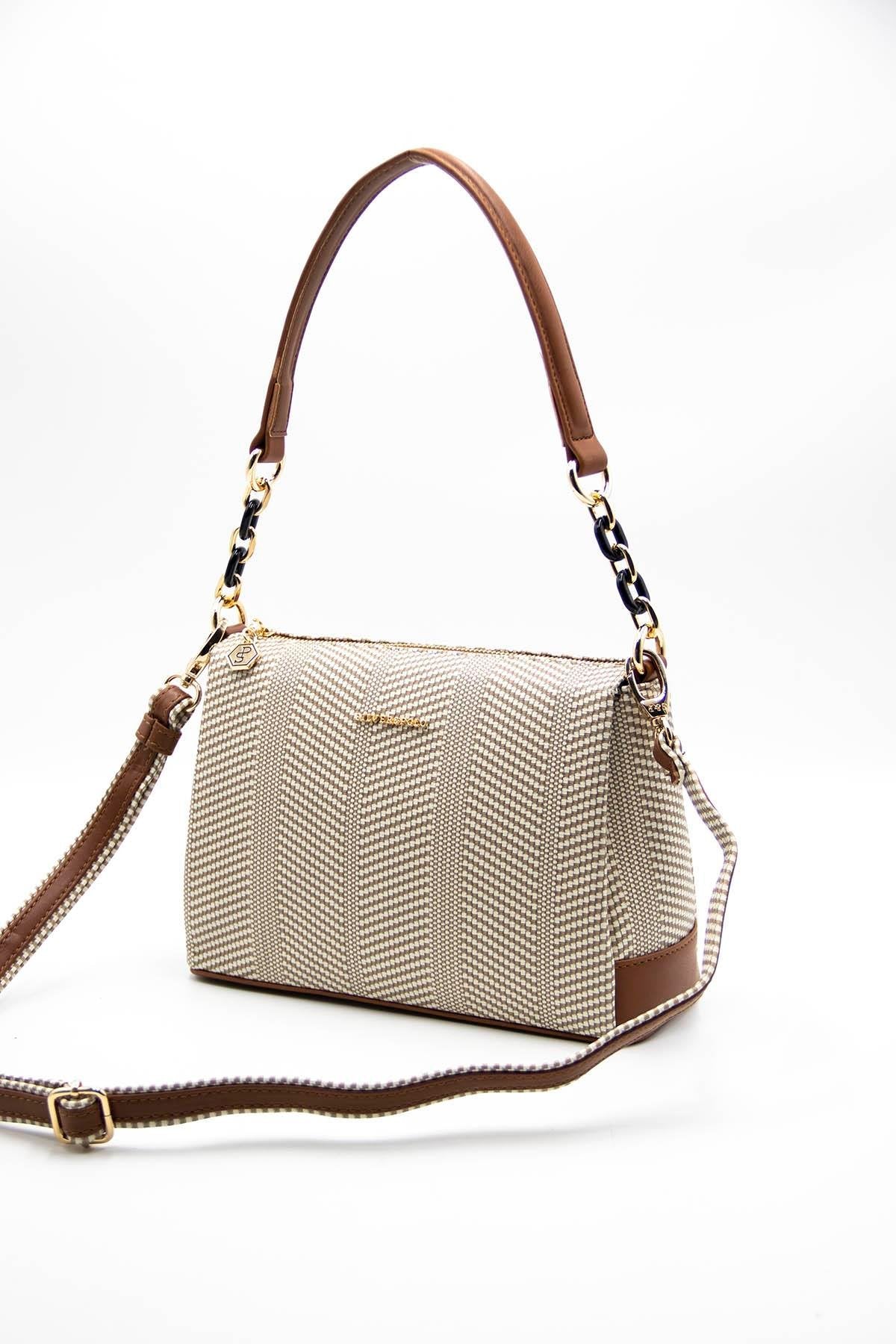 Silver & Polo Bej - Taba SP910 Kadın Çapraz Çanta