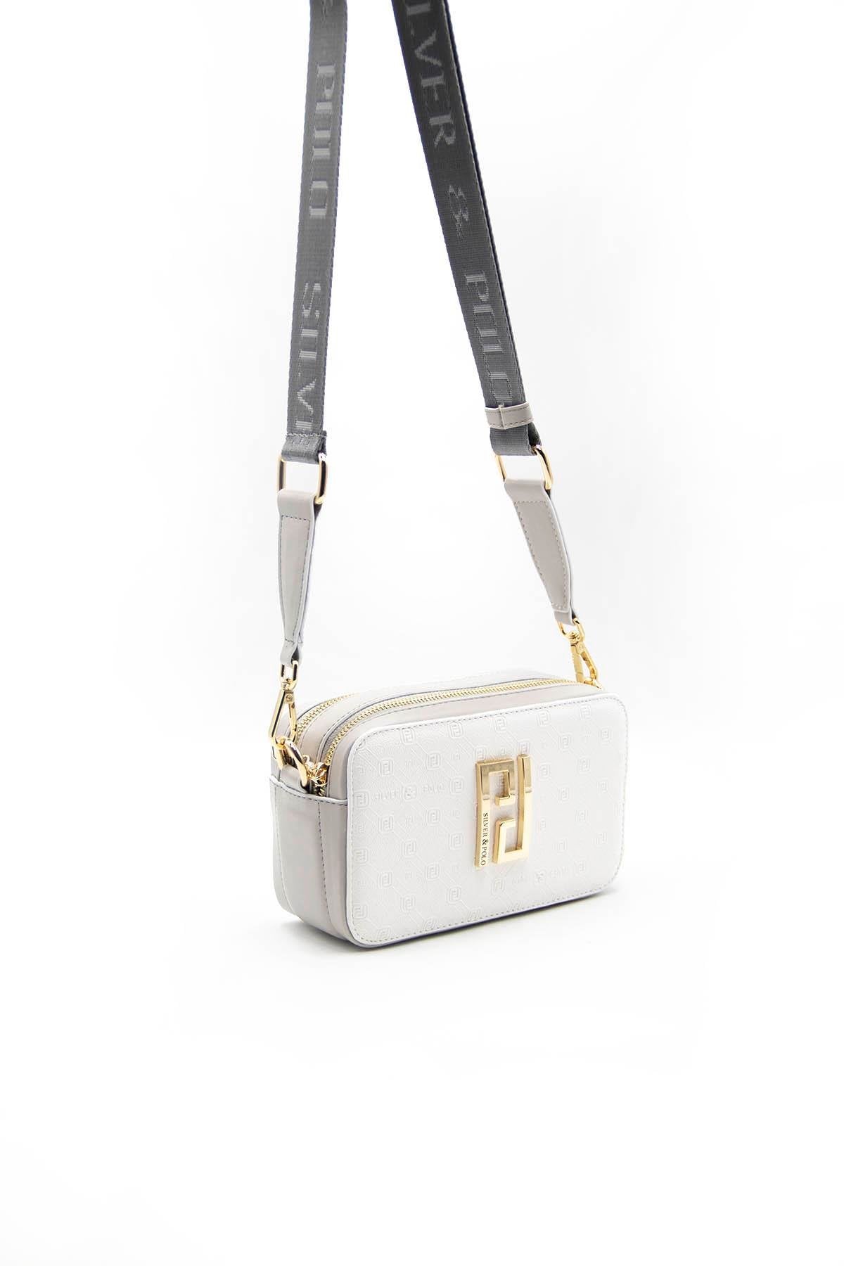 Silver & Polo Beyaz - A.gri SP1078 Kadın Çapraz Çanta