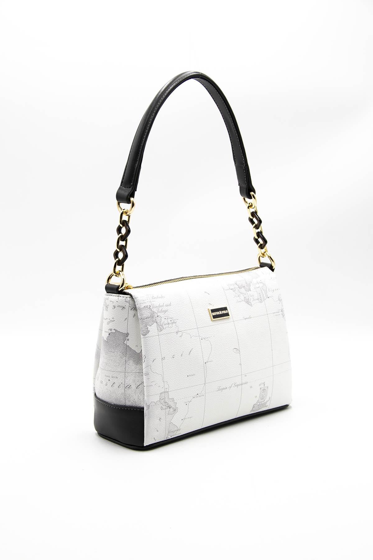 Silver & Polo Beyaz - Antrasit SP910 Kadın Çapraz Çanta