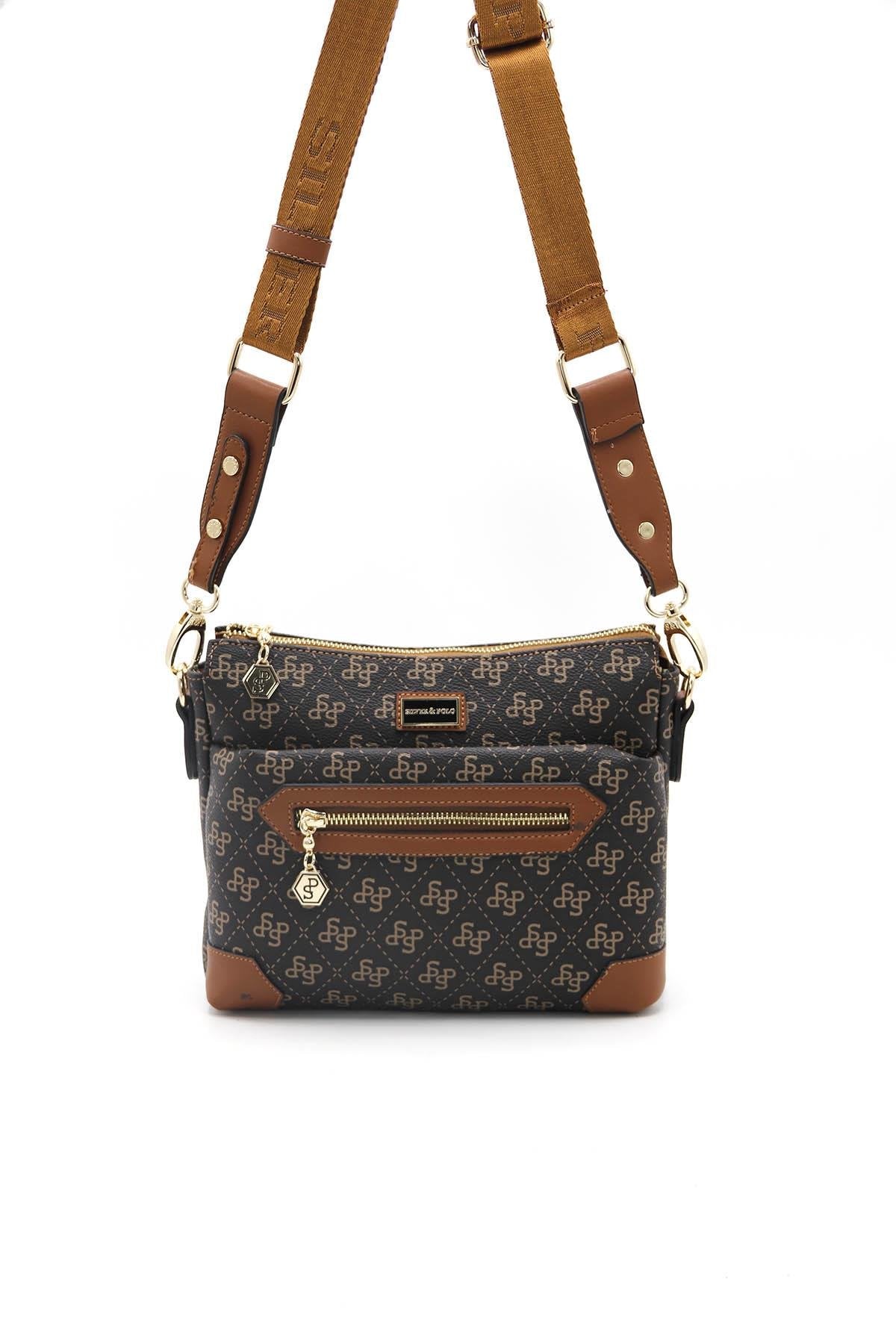 Silver & Polo Kahve Sarı  - Taba SP1110 Kadın Çapraz Çanta