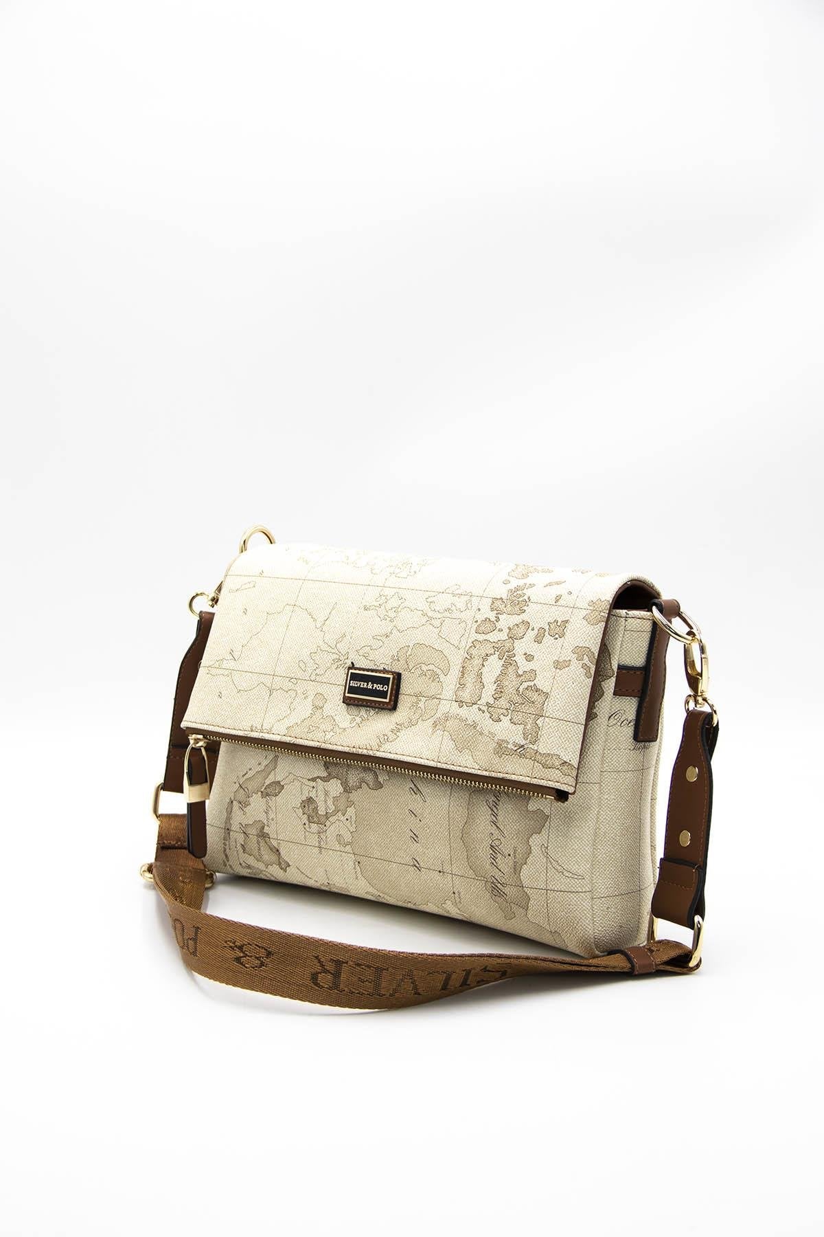 Silver & Polo Koyu Bej - A.Taba SP963 Kadın Çapraz Çanta