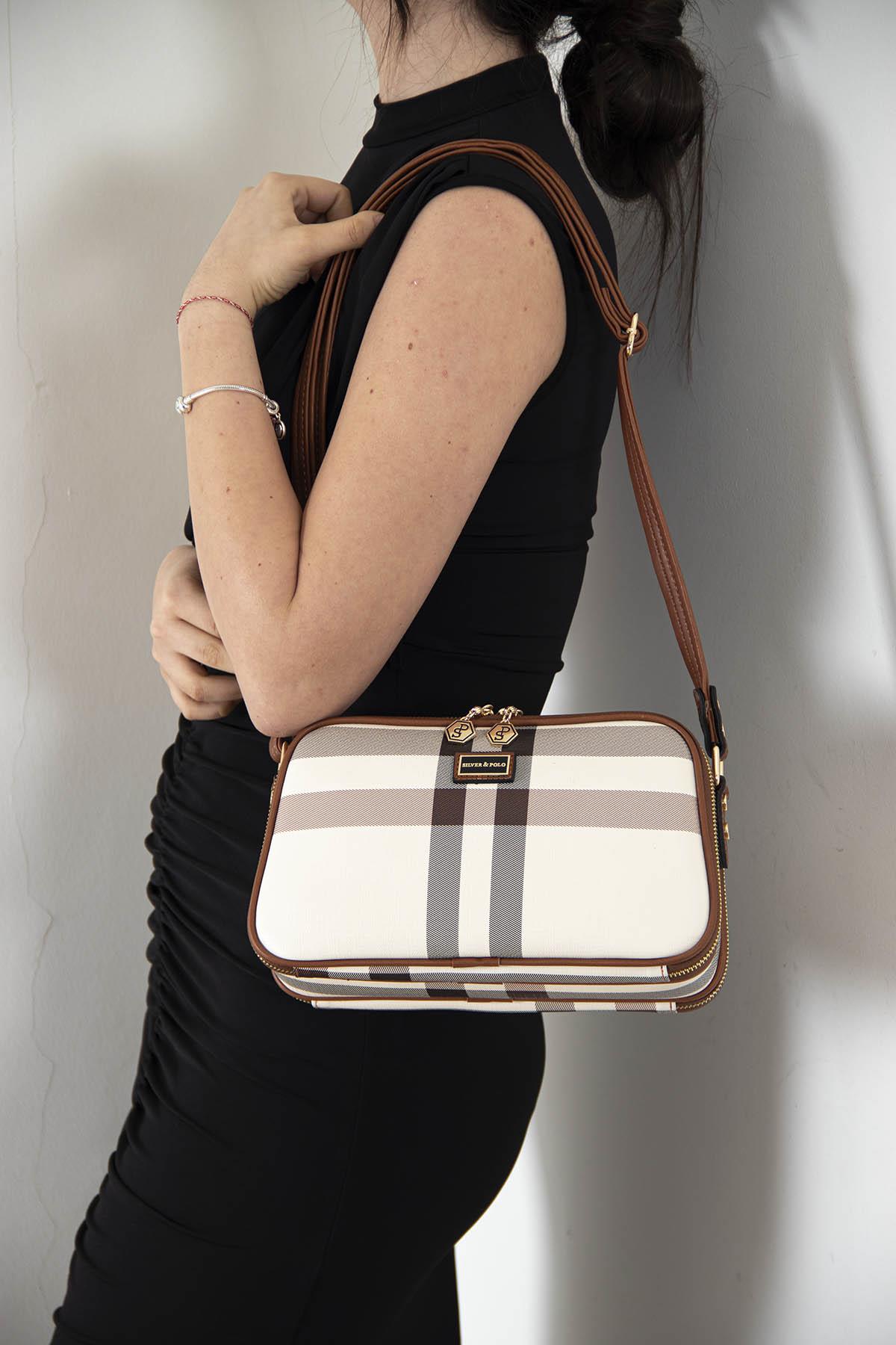 Silver & Polo Krem - Taba SP899 Kadın Çapraz Çanta