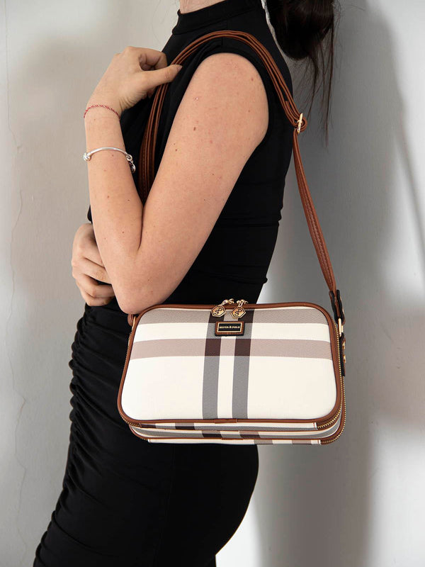 Silver & Polo Krem - Taba SP899 Kadın Çapraz Çanta