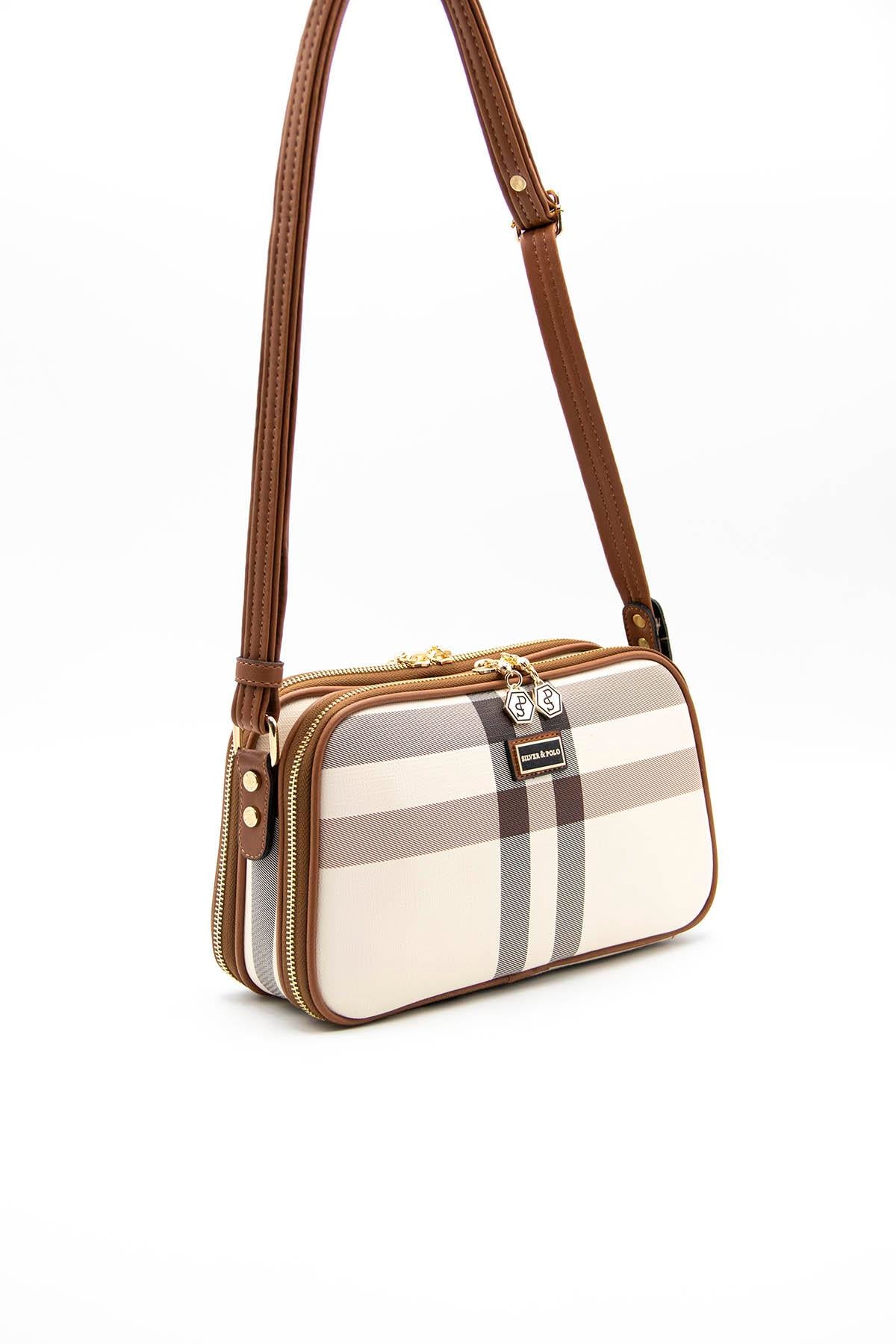 Silver & Polo Krem - Taba SP899 Kadın Çapraz Çanta