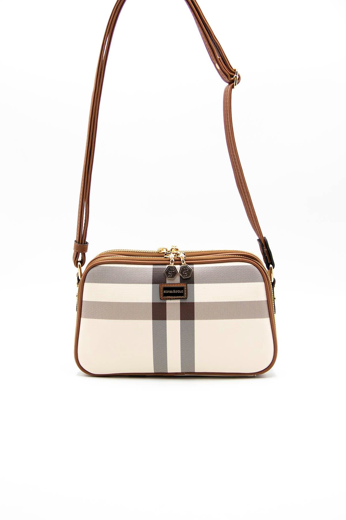 Silver & Polo Krem - Taba SP899 Kadın Çapraz Çanta