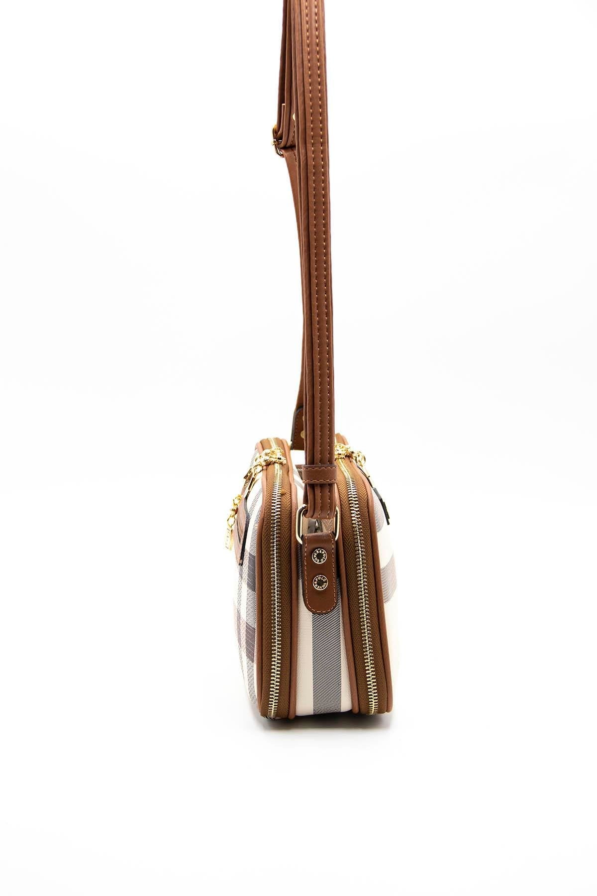 Silver & Polo Krem - Taba SP899 Kadın Çapraz Çanta