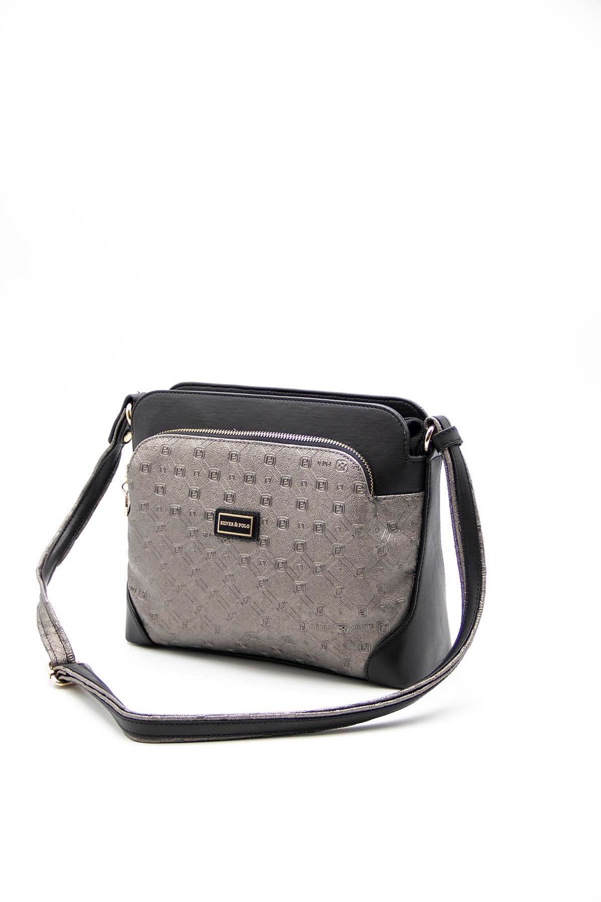 Silver & Polo Platin - Siyah SP364 Kadın Çapraz Çanta