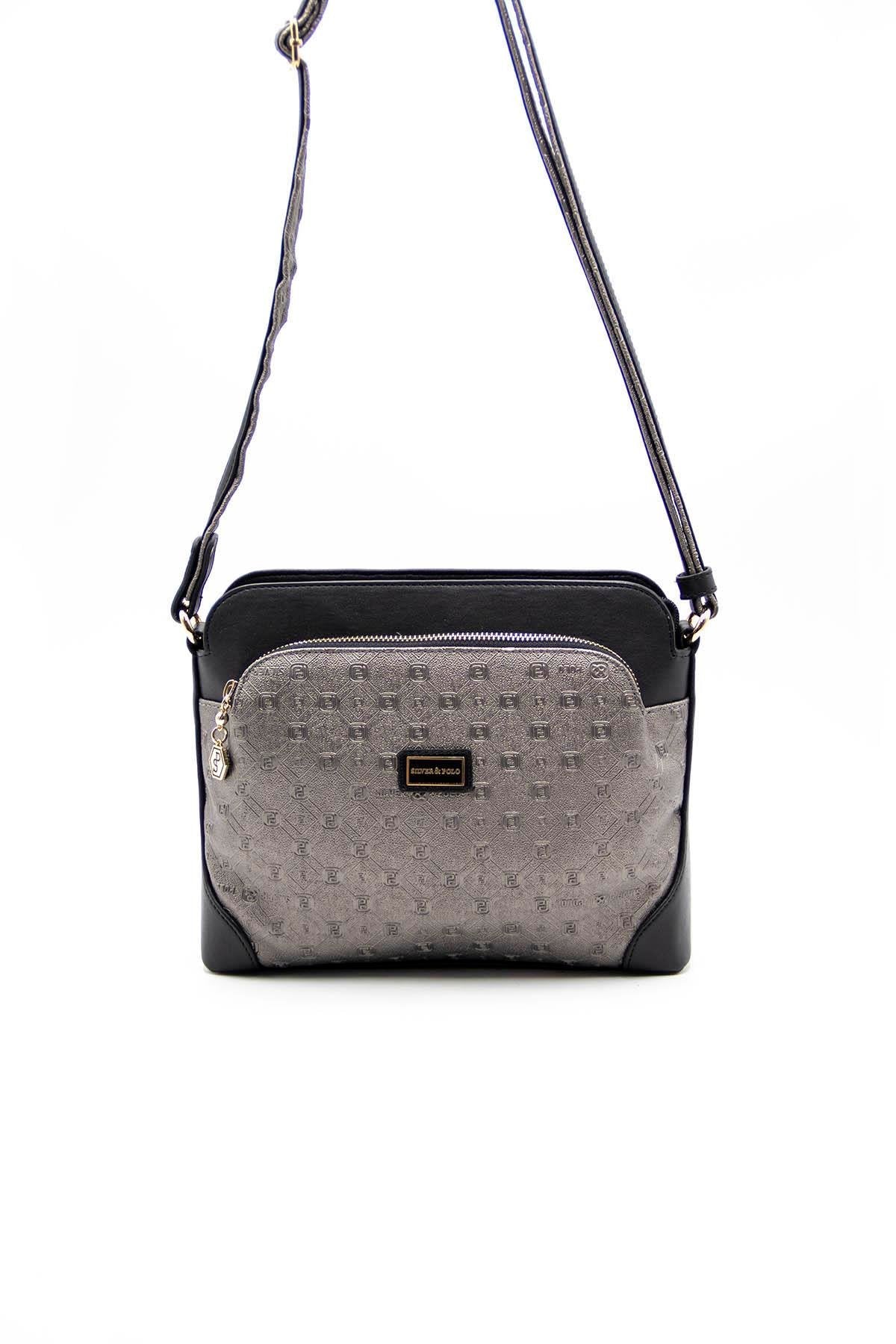 Silver & Polo Platin - Siyah SP364 Kadın Çapraz Çanta