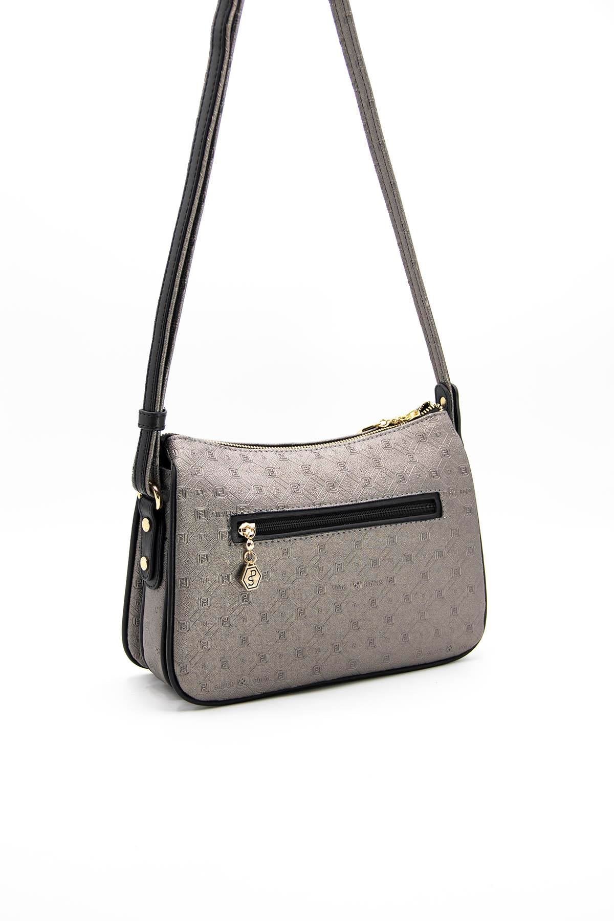 Silver & Polo Platin - Siyah SP818 Kadın Çapraz Çanta