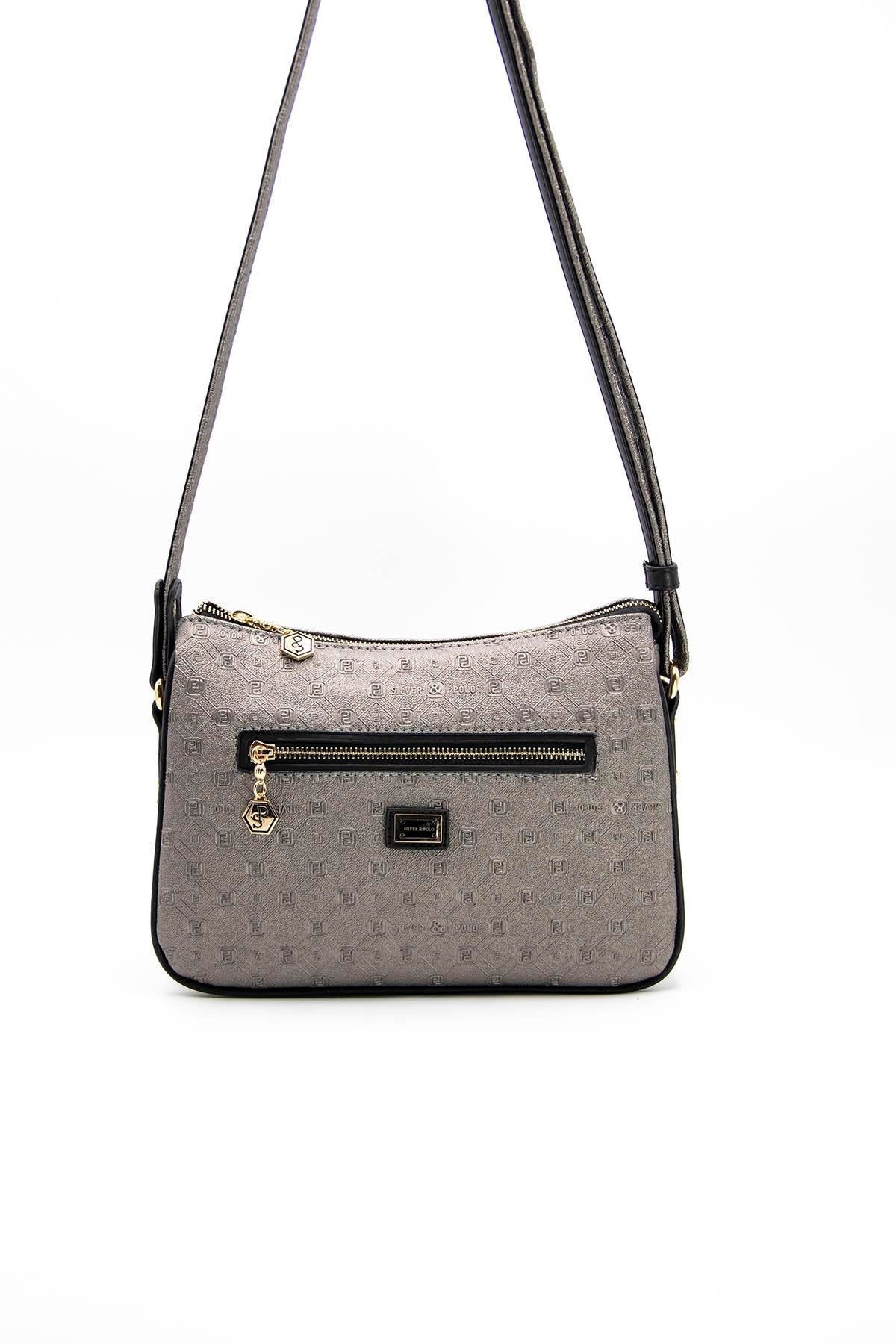 Silver & Polo Platin - Siyah SP818 Kadın Çapraz Çanta