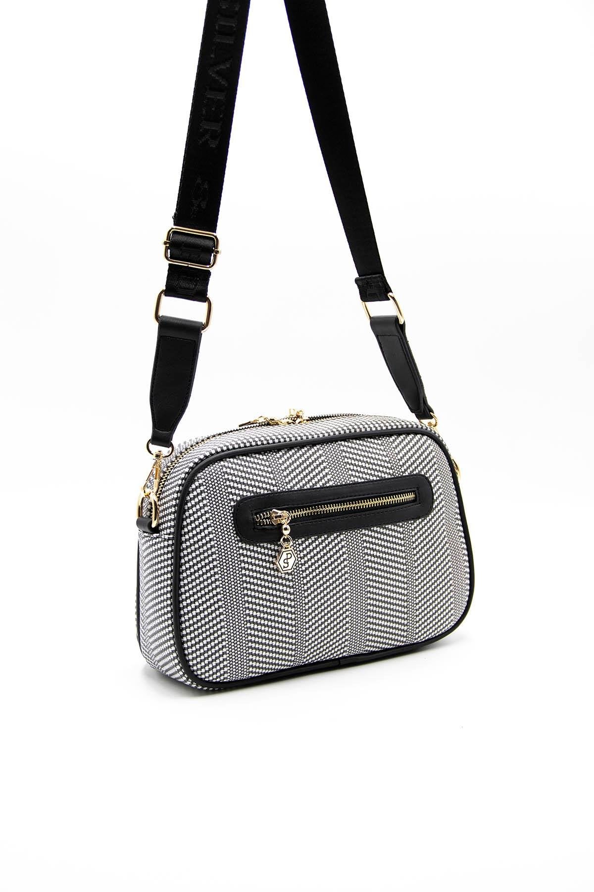 Silver & Polo Siyah Beyaz - Siyah SP1094 Kadın Çapraz Çanta