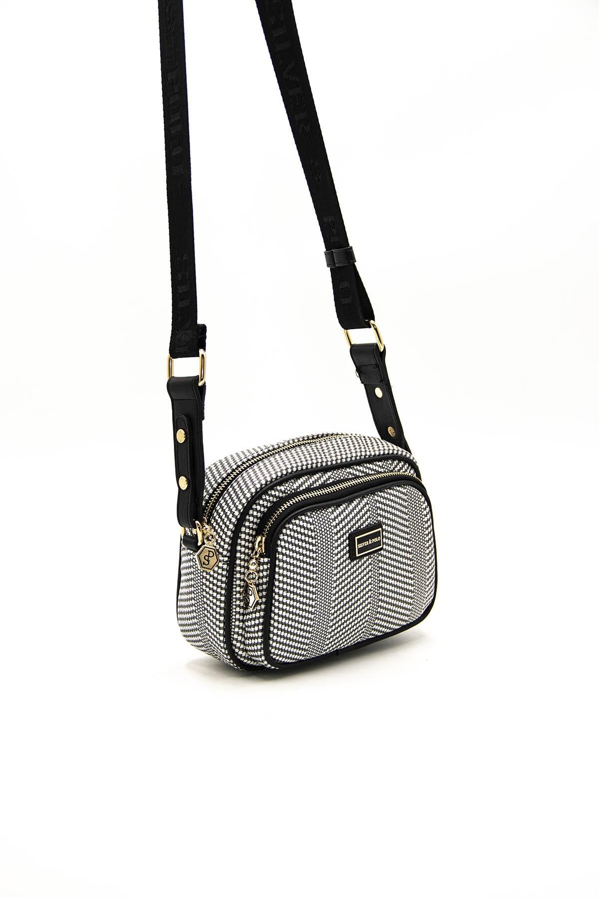 Silver & Polo Siyah Beyaz - Siyah SP1111 Kadın Çapraz Çanta
