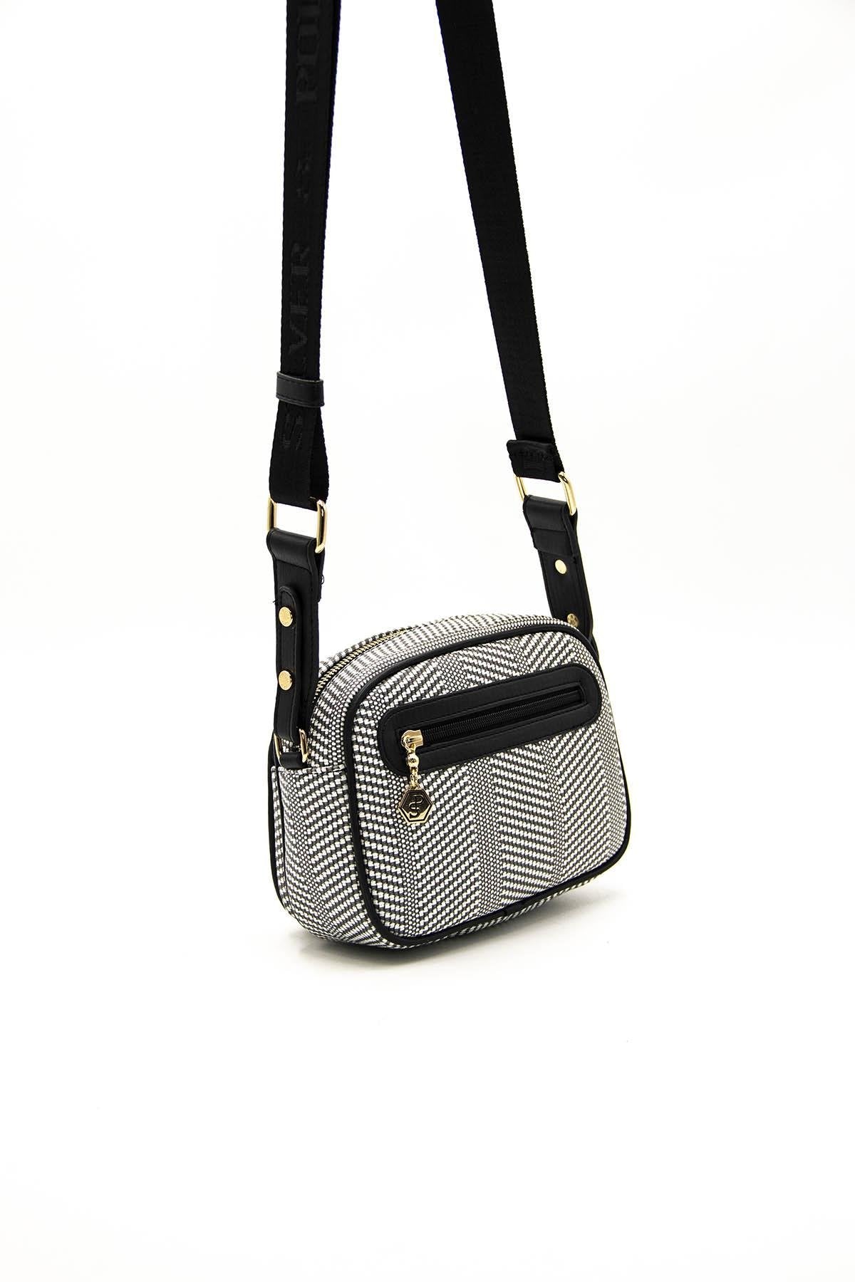 Silver & Polo Siyah Beyaz - Siyah SP1111 Kadın Çapraz Çanta