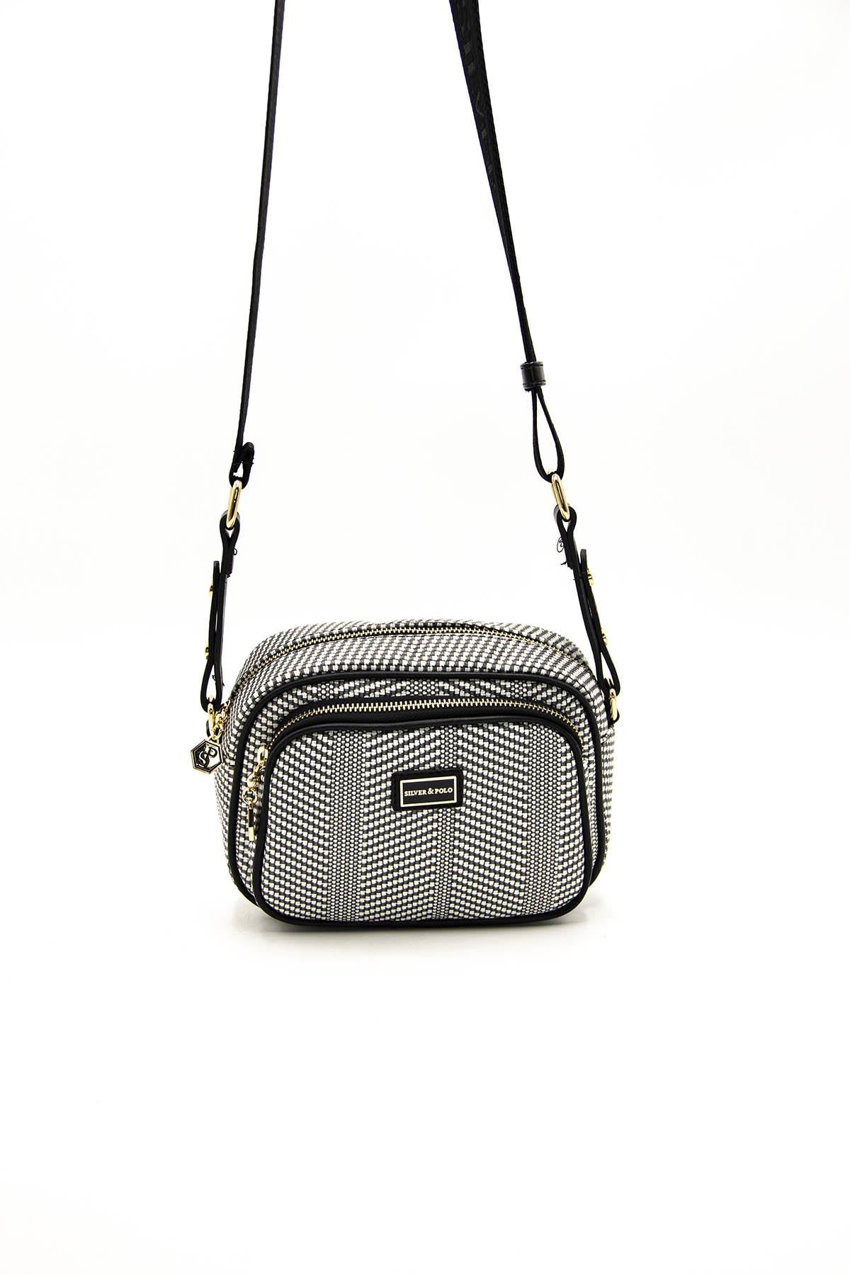 Silver & Polo Siyah Beyaz - Siyah SP1111 Kadın Çapraz Çanta