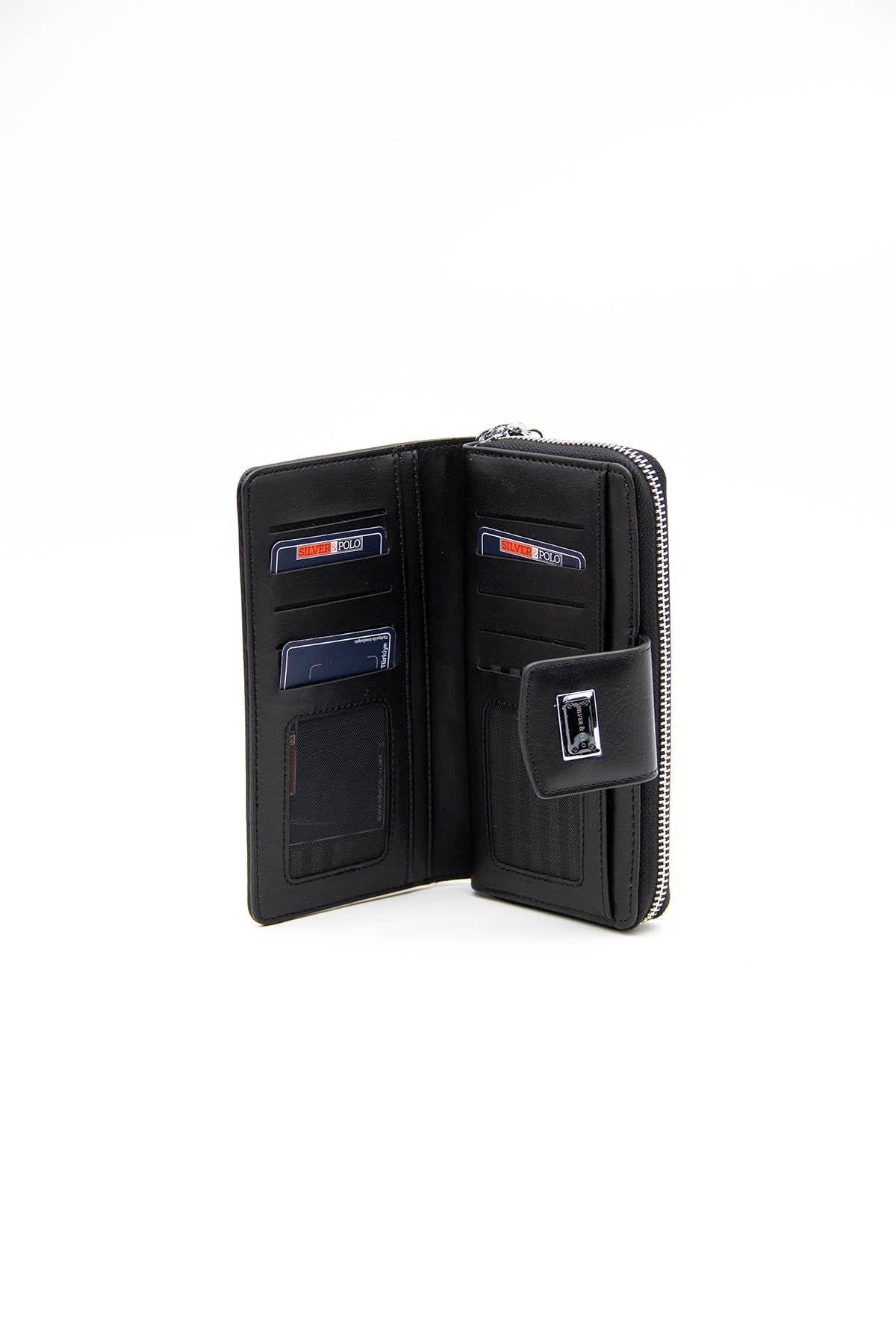 Silver & Polo Siyah - Siyah SP928 Kadın Cüzdan & Kartlık