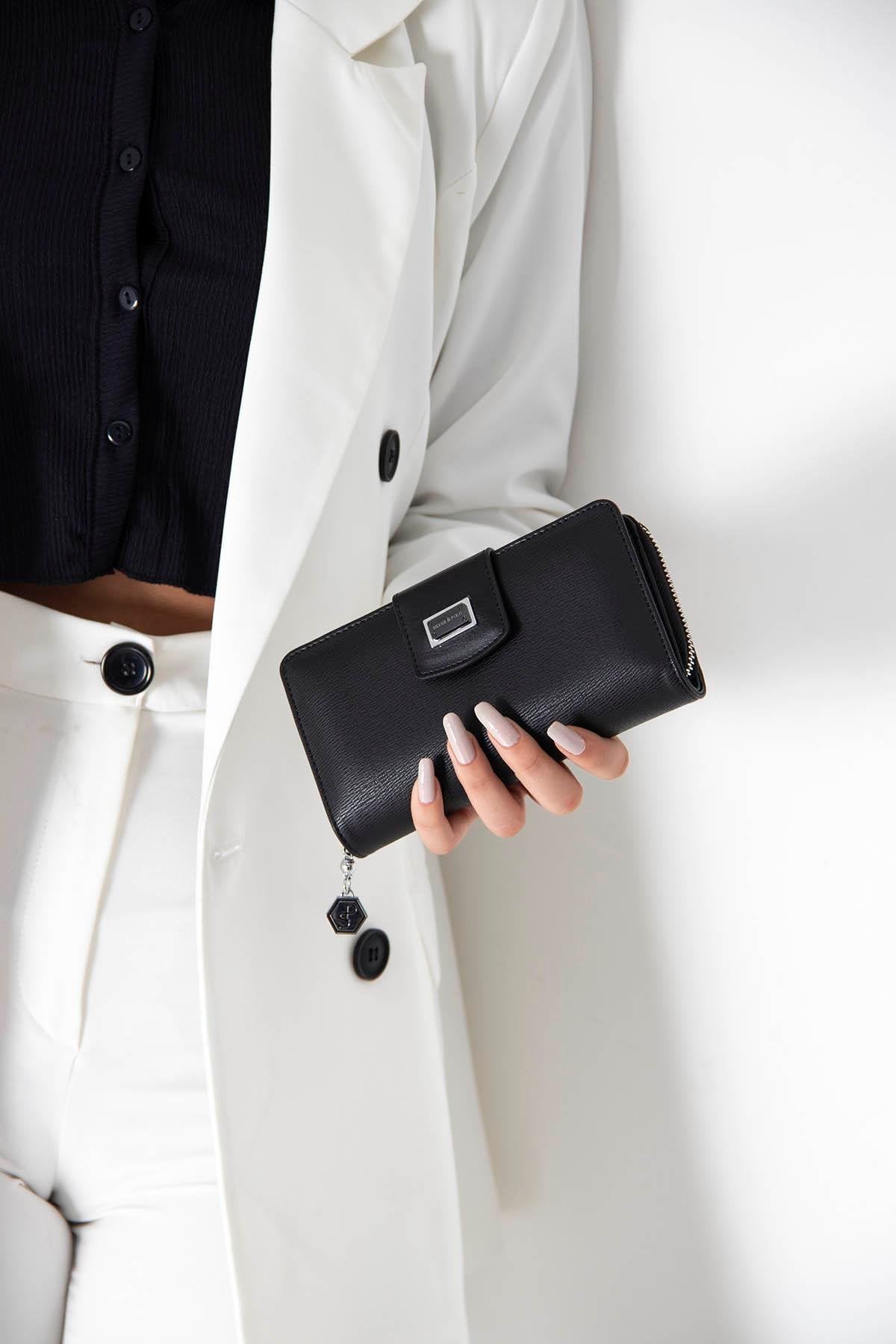 Silver & Polo Siyah - Siyah SP928 Kadın Cüzdan & Kartlık