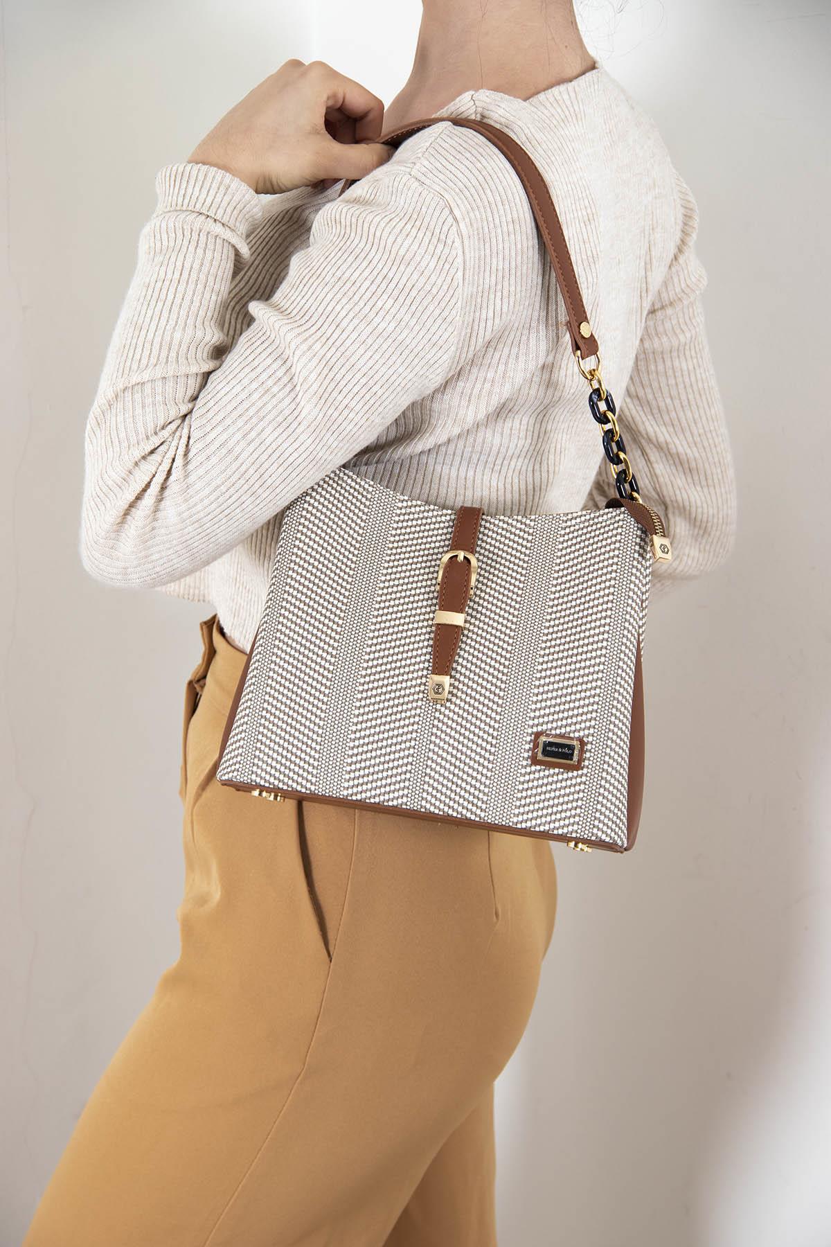 Silver & Polo Bej - Taba SP974 Kadın Omuz Çantası