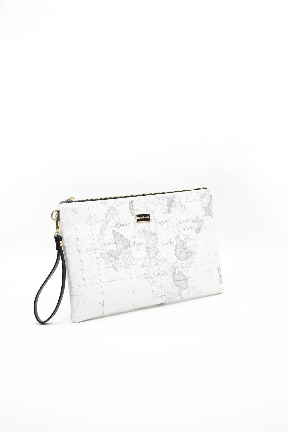 Silver & Polo Beyaz - Antrasit SP1034 Kadın Portföy & Clutch