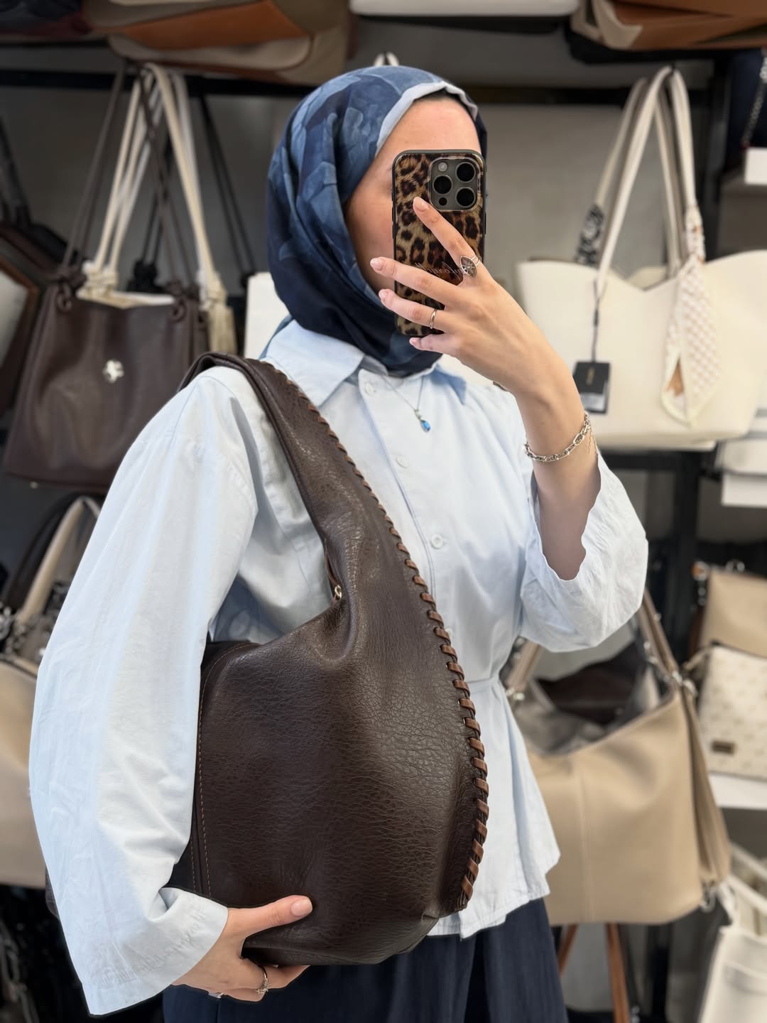 Nas Bag Kahve Taba Kenar Örgü Detaylı Omuz Çantası - 1409
