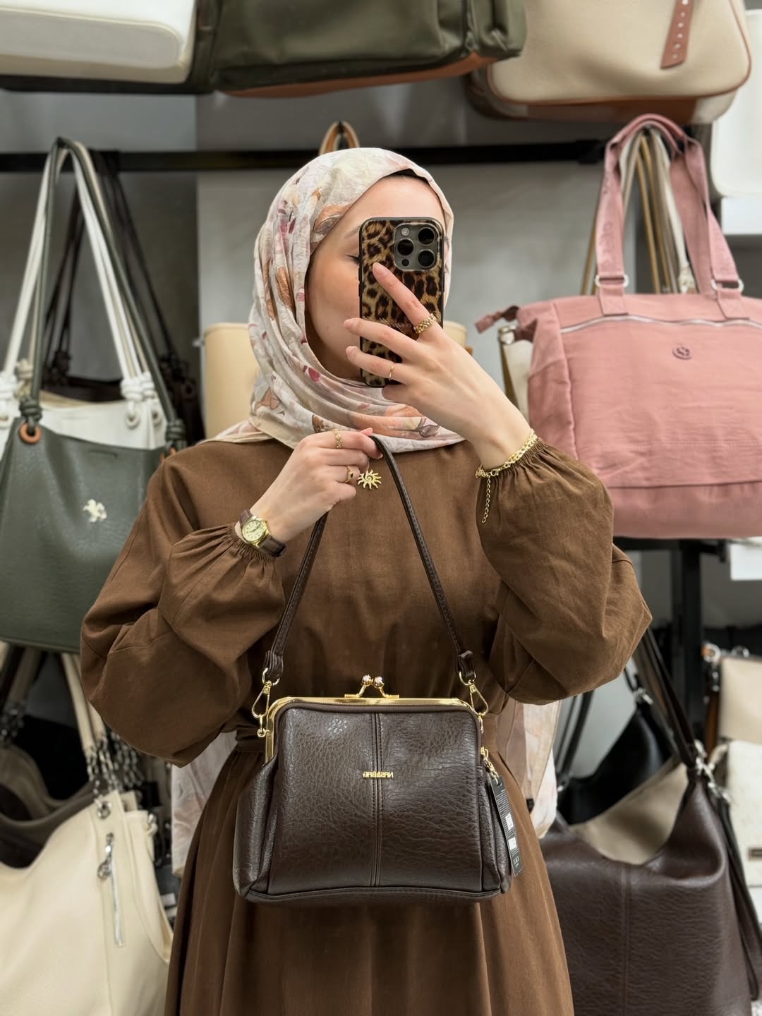 Nas Bag Burslu Klipsli Kahve Vintage Omuz ve Çapraz Çanta - 1432