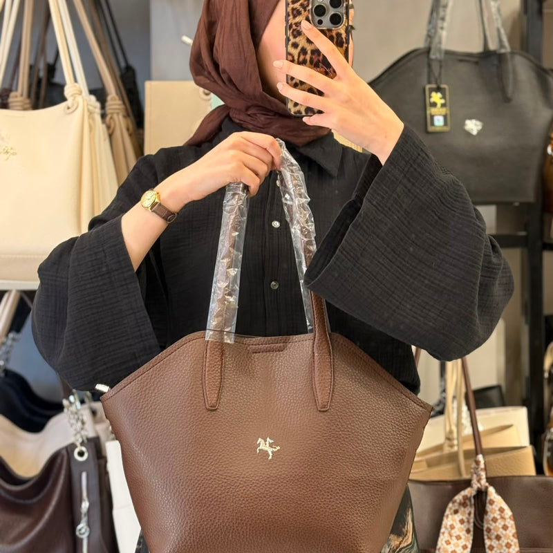 Nas Bag Kahverengi Yumuşak Dokulu & Çok Bölmeli El ve Omuz Çantası - 1486 - 1