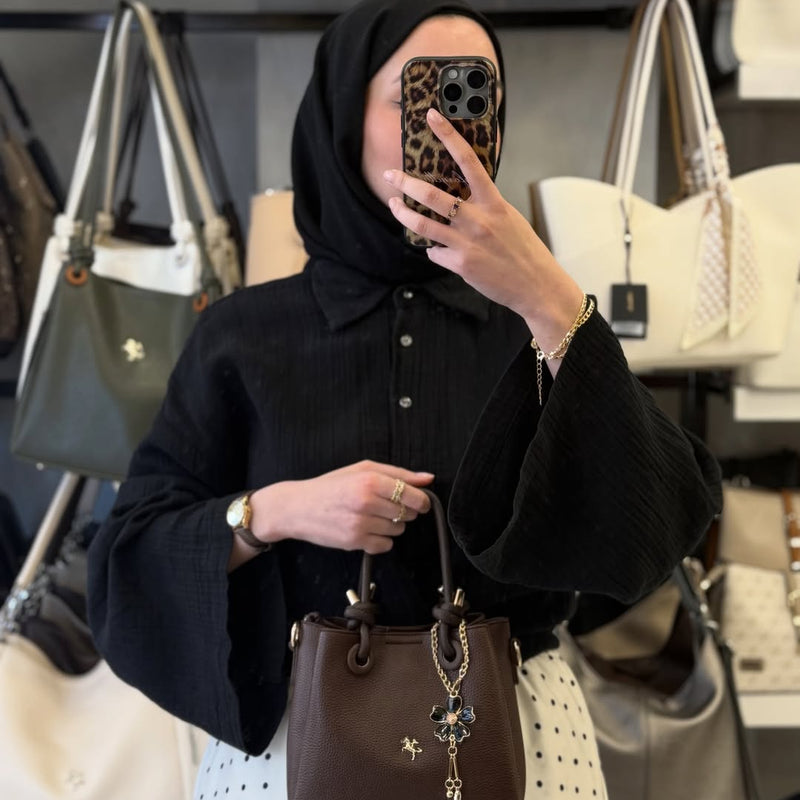 Nas Bag Kadın Charmlı Mini El ve Çapraz Çanta - 1498 - 22