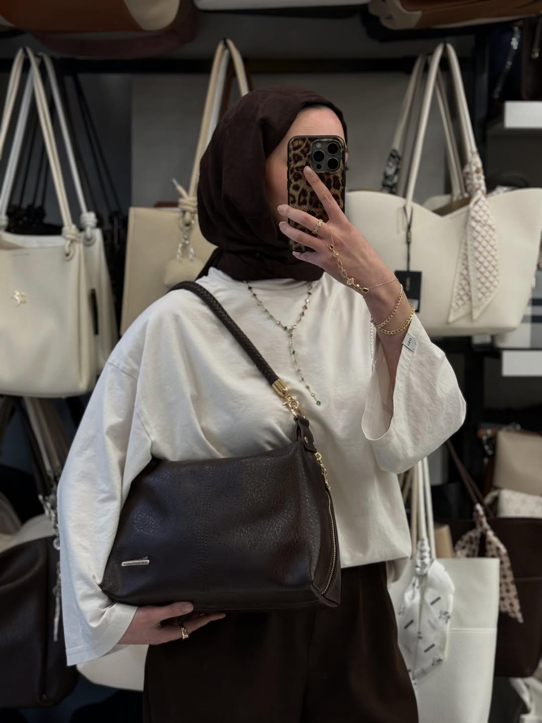 Nas Bag Kadın Kahverengi Şık Örgülü Askılı Omuz ve Çapraz Çanta - 1515
