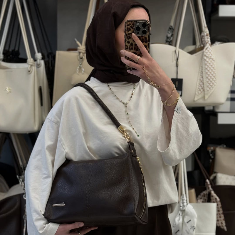 Nas Bag Kadın Şık Örgülü Askılı Omuz ve Çapraz Çanta - 1515 - 18