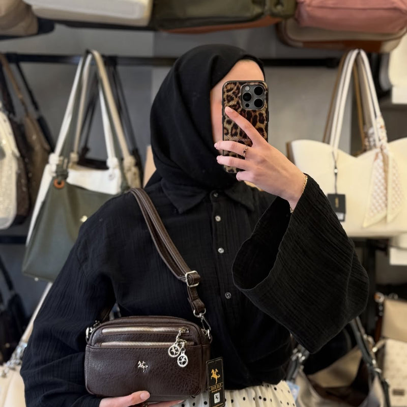 Nas Bag 4 Gözlü Kahverengi Victoria Mini Çapraz Çanta - 1534 - 1