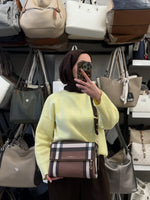 Silver & Polo Kadın Kahve Ekose Desen Çapraz Çanta - SP963