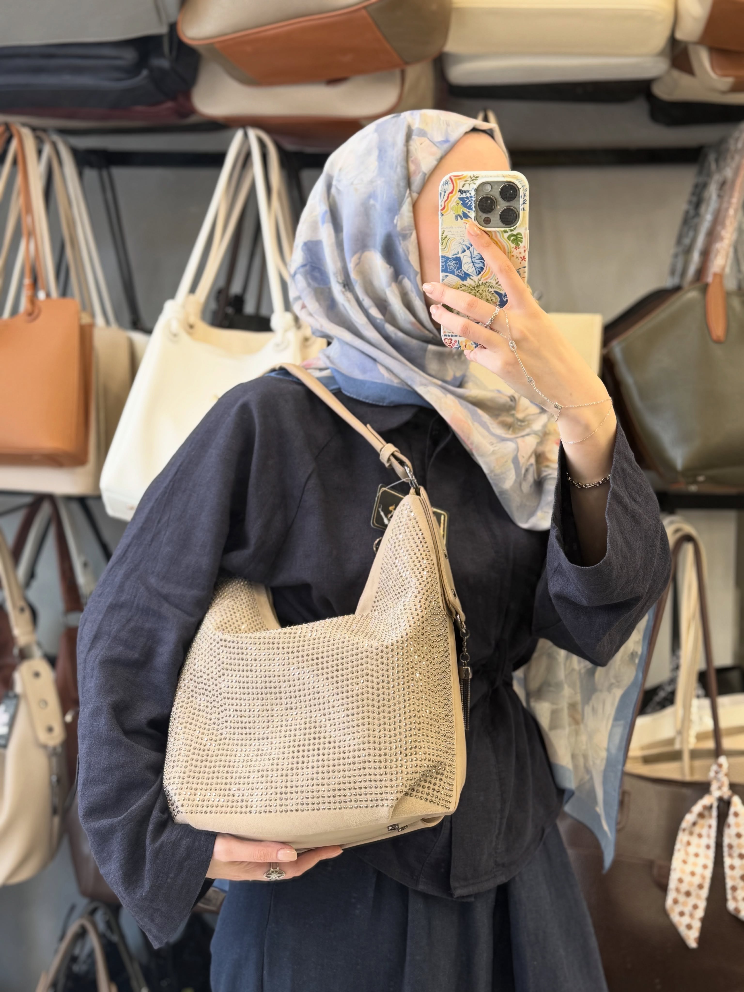 Nas Bag Kum Parıltılı Taş Detaylı Ultra Yumuşak Kadın Omuz Çantası - 1071*