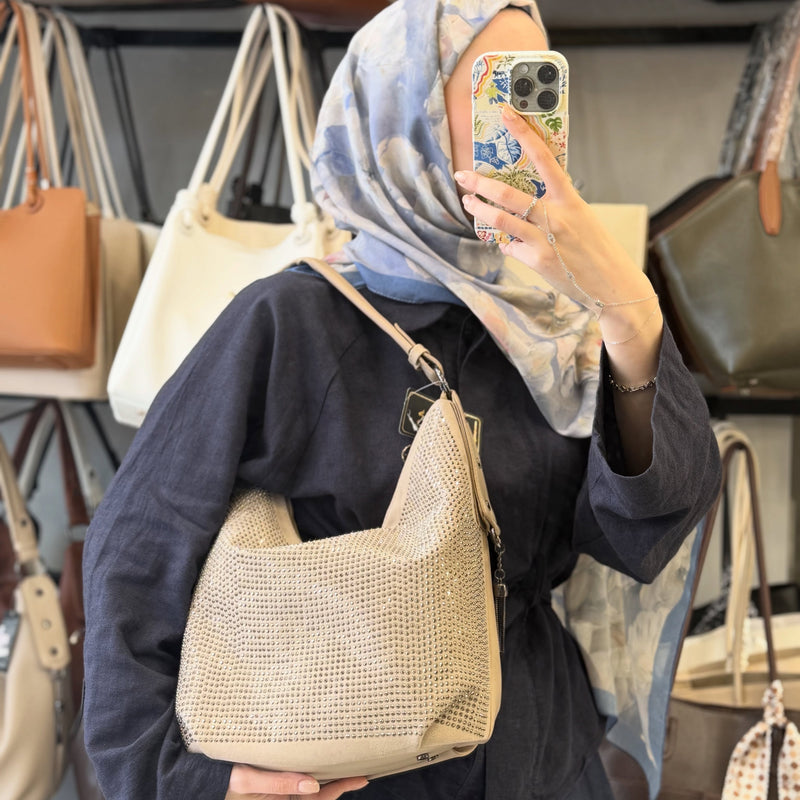 Nas Bag Parıltılı Taş Detaylı Ultra Yumuşak Kadın Omuz Çantası - 1071 - 4
