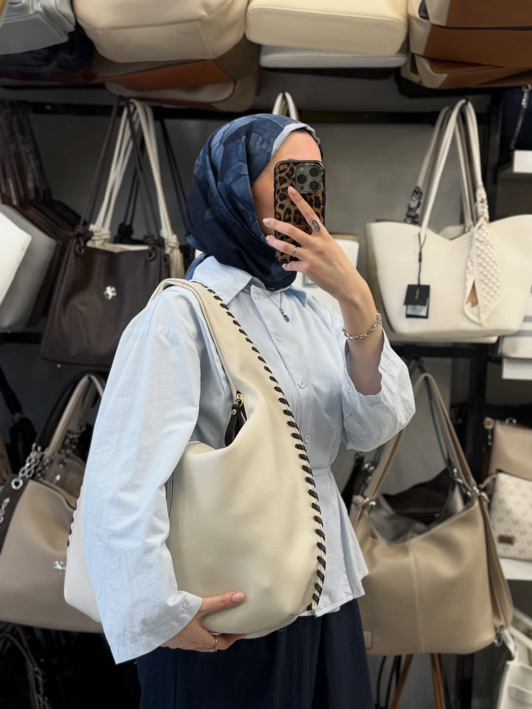 Nas Bag Krem Kahve Kenar Örgü Detaylı Omuz Çantası - 1409