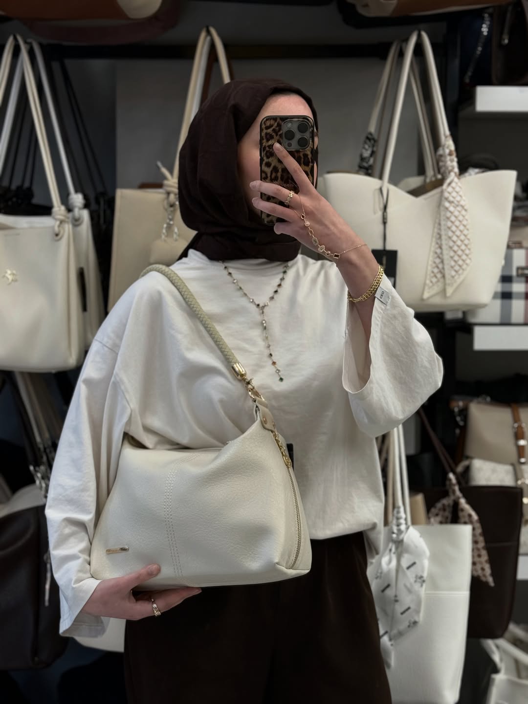 Nas Bag Kadın Krem Şık Örgülü Askılı Omuz ve Çapraz Çanta - 1515