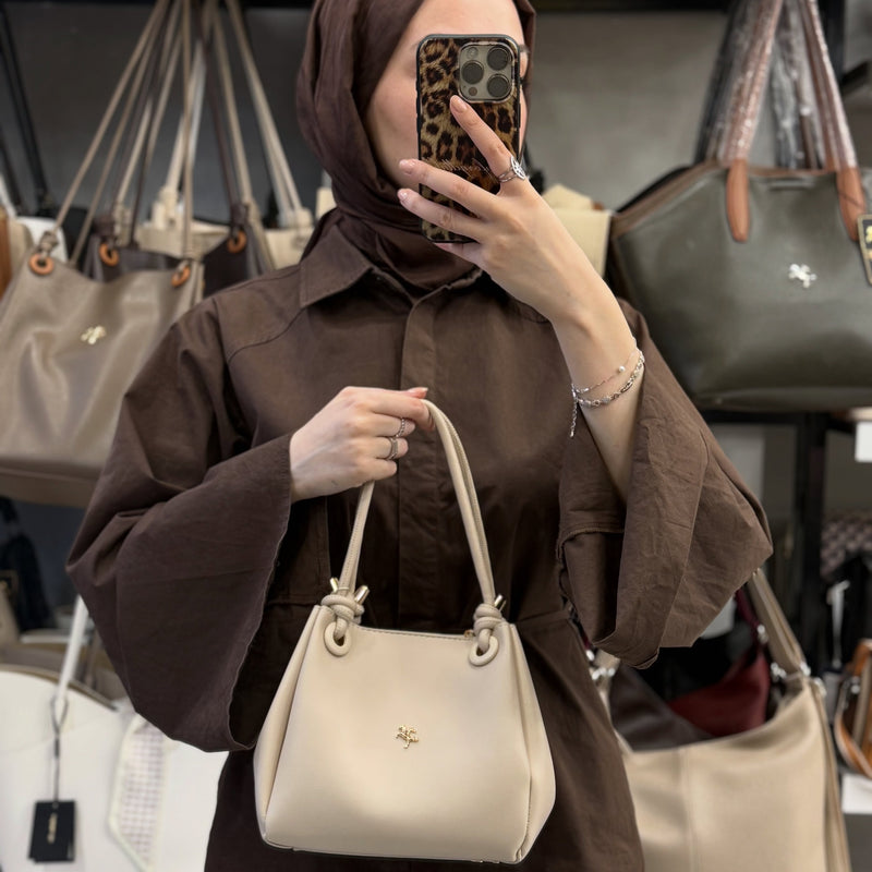 Nas Bag Krem Kadın El ve Omuz Çantası - 1550 - 1