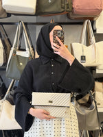Silver & Polo Bej Rengi Kapitone Detaylı Clutch & Omuz Çantası - SP1134