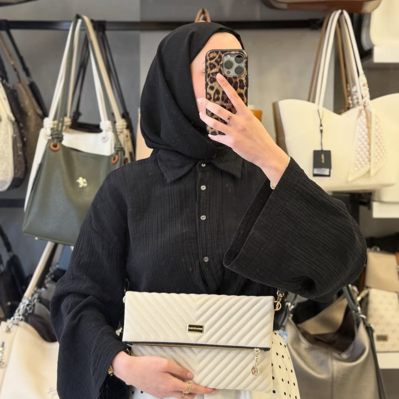 Silver & Polo Kapitone Detaylı Clutch & Omuz Çantası - SP1134 - 26